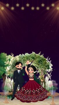 Sangeet Invitation Purple and Green Floral Indian Wedding Blank Background Video