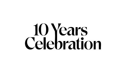 10 Years Celebration Calligraphy Vector Typography Design – Elegant Black Script on White Background