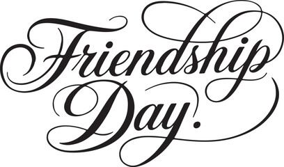Happy friendship day text playful black typography 