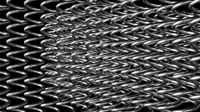 Metal wire pattern creates interesting visual effect with twists and turns in a dynamic arrangement