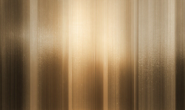 Luxury golden glass background with metallic vertical texture and warm light reflections, for premium elegant design. Generative AI