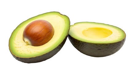 Fresh ripe avocado halves with smooth creamy flesh and large seed