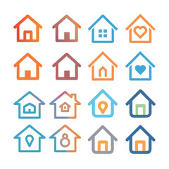 Fototapeta premium Clean House Outline Icons Pack for Real Estate & Web 