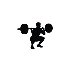 Silhouette of a person performing a barbell back squat