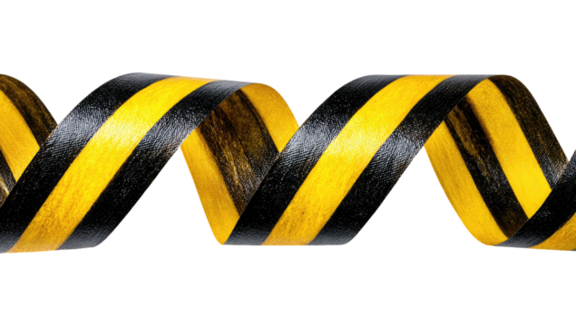 Yellow and black striped ribbon twisting in a helix