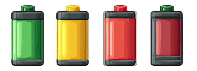 Four battery icons showing different power levels