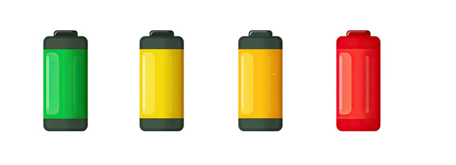 Four battery icons indicating power levels from full to empty