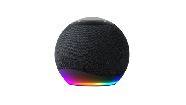 Spherical smart speaker with colorful LED light ring