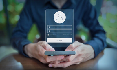 Digital Login Interface with Smartphone and Secure Access Elements