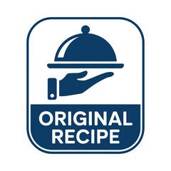 Naklejka premium Original recipe food service icon with serving hand and cloche