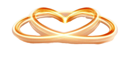 Intertwined golden rings forming a heart shape