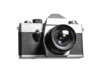 High quality PNG of close up retro photo camera. Isolated image on a transparent background