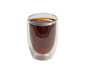 High quality PNG of glass with double bottom with black americano coffee. Isolated image on a transparent background