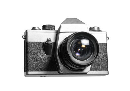 High quality PNG of close up retro photo camera. Isolated image on a transparent background
