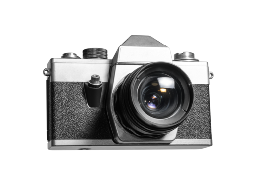 High quality PNG of close up retro photo camera. Isolated image on a transparent background
