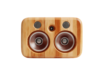 Realistic wooden dual speaker with two smaller tweeters