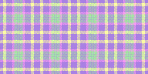 Pano seamless check texture, vogue textile pattern fabric. Art plaid background vector tartan in violet and lime colors.