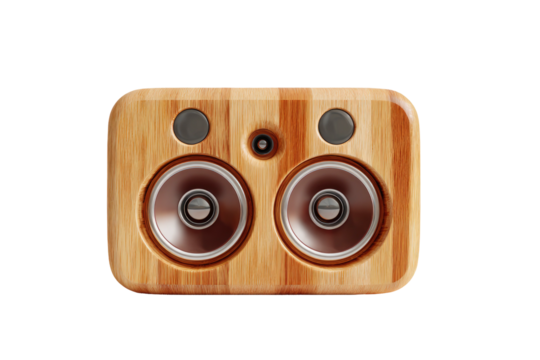 Realistic wooden dual speaker with two smaller tweeters