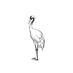 Obraz premium Elegant Crane Bird Minimalist Line Art Illustration.