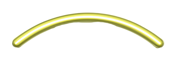 Curved glowing yellow tube against a black background