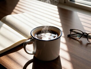 Coffee & Morning Routine
Warm and comforting image of morning coffee with notebook and glasses on wooden table. Ideal for lifestyle, work, and motivation concepts.