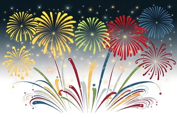 A Vibrant Fireworks Display Illuminating the Night Sky with Colorful Explosions 