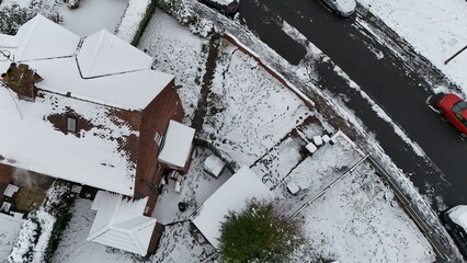 Snowy UK City from Above - Aerial Perspective