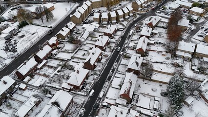 Winter Drone Photography UK Cityscape - Snowfall