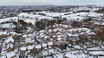 Snowy UK City from Above - Aerial Perspective