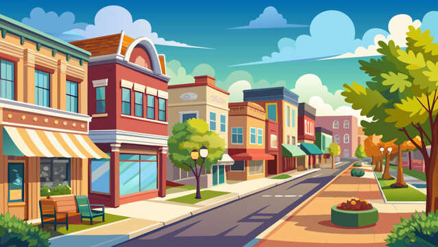 Very beautiful view of downtown Mattoon, Illinois, USA, featuring charming main street storefronts, tree-lined sidewalks, and a peaceful park, capturing the welcoming atmosphere of a small Midwest tow
