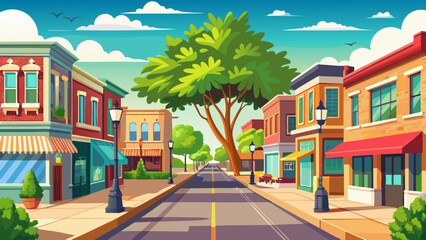 Very beautiful view of downtown Mattoon, Illinois, USA, featuring charming main street storefronts, tree-lined sidewalks, and a peaceful park, capturing the welcoming atmosphere of a small Midwest tow