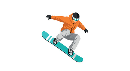 Obraz premium Snowboarder in air performing jump in dynamic winter action