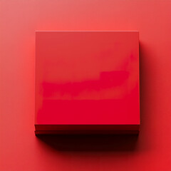 Red square platform on bright red background, for packaging design, mockup, or festive presentation.