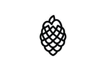 Stylized Outline Hops Icon Beer Ingredient Graphic Element for Brewing Industry and Craft Beverage Design Projects