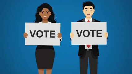 Diverse People Holding Vote Signs Representing Democracy and Participation