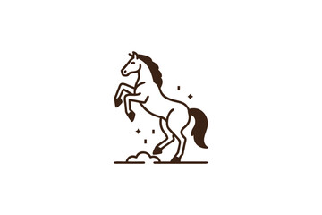 Elegant Brown Horse Rearing Outline Icon Symbolizing Strength Freedom Spirit Power Equestrian Grace and Untamed Wild Beauty