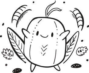 Happy striped cartoon popcorn bucket ready for movie night fun