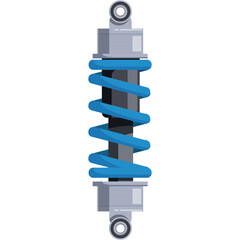 Silver and Blue Coilover Shock Absorber Suspension System Component Isolated on Transparent Background With Realistic Details