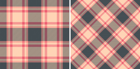 Plaid fabric pattern of tartan textile vector with a texture background check seamless. Set in warm colors. Valentines day outfit inspiration.