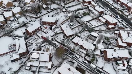 Aerial View of UK City in Winter