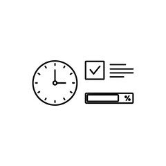 Clock, checkmark, and loading bar