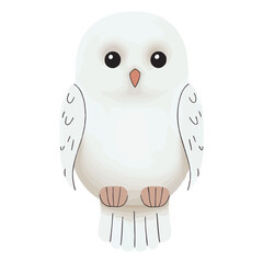 Obraz premium White Owl Watercolor Vector Illustration