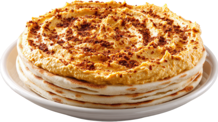 Stack of golden pancakes stands tall on white plate delicious meal features multiple stacked pancake layers