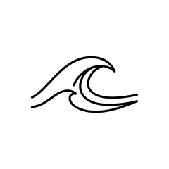 Simple wave outline icon for ocean and sea related designs