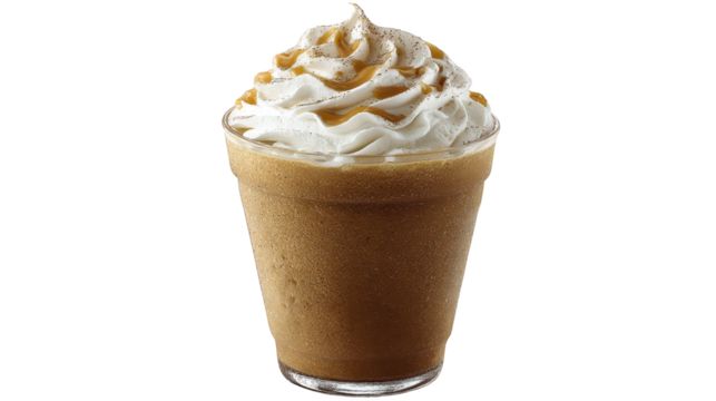 Glass of coffee with whipped topping coffee drink in glass topped with creamy foam layer