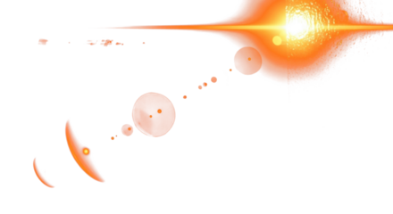 Warm orange and red lens flares on dark background, glowing orbs and refractions like sunset through glass, cinematic light streaks, artistic abstract lighting, high contrast dark aesthetic. clean PNG