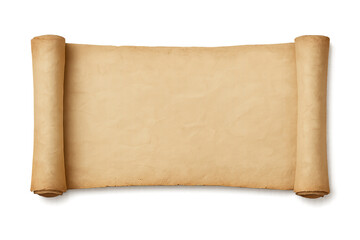 Realistic Vintage Rolled Paper Scroll Banner with Soft Creases and Shadows – Transparent Background PNG