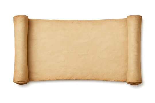 Realistic Vintage Rolled Paper Scroll Banner with Soft Creases and Shadows &ndash; Transparent Background PNG