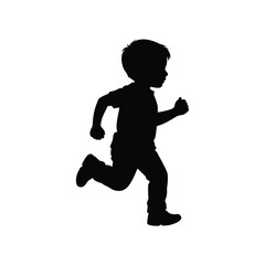 Silhouette of a young boy running with his arms outstretched