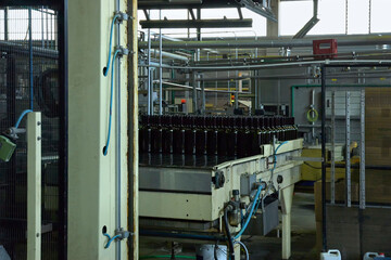 Bottling lines at a wine factory